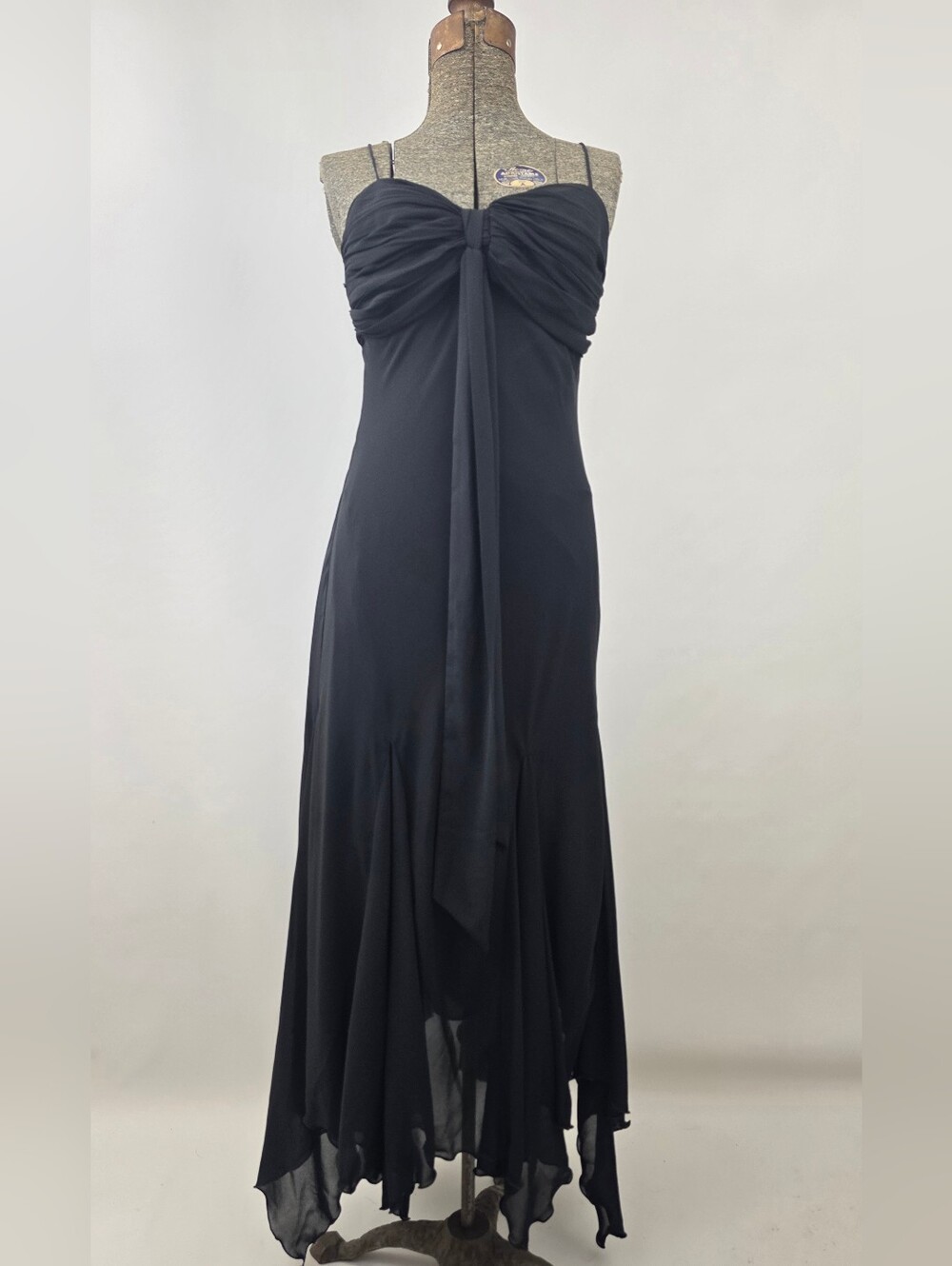 SL Fashions Vintage 90's Women's Black Sleeveless Handkerchief Hem Maxi Dress 6